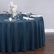 Load image into Gallery viewer, 108 in. Round Polyester Tablecloth Navy Blue