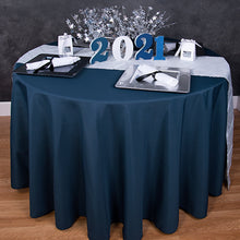 Load image into Gallery viewer, Bargain 108 In. Round Polyester Tablecloth Navy Blue