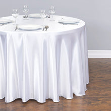 Load image into Gallery viewer, 118 in. Round Satin Tablecloth White