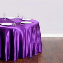 Load image into Gallery viewer, 118 in. Round Satin Tablecloth Purple