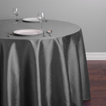 Load image into Gallery viewer, 108 in. Round Shantung Silk Tablecloth Charcoal