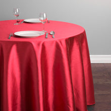 Load image into Gallery viewer, 108 in. Round Shantung Silk Tablecloth Red