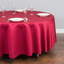 Load image into Gallery viewer, 108 in. Round Square-Point Damask Tablecloth Burgundy