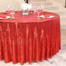 Load image into Gallery viewer, 120 in. Round Sequin Tablecloth Red
