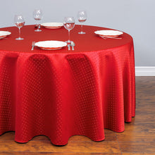 Load image into Gallery viewer, 108 in. Round Square-Point Damask Tablecloth (2 Colors)