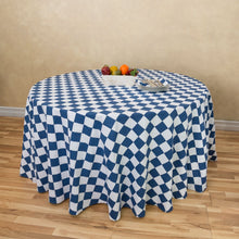 Load image into Gallery viewer, 120 in. Checkered Round Cotton Tablecloth (2 Colors)