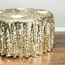 Load image into Gallery viewer, 120 in. Round Payette Sequin Tablecloth (7 Colors)