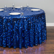 Load image into Gallery viewer, 120 in. Round Payette Sequin Tablecloth Royal Blue