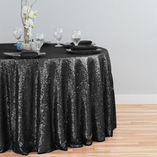 Load image into Gallery viewer, 120 in. Round Sequin Tablecloth Black