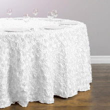 Load image into Gallery viewer, 118 in. Round Rosette Satin Tablecloth (14 Colors)