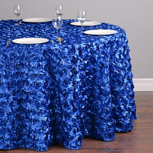 Load image into Gallery viewer, 130 in. Round Rosette Satin Tablecloth (14 Colors)