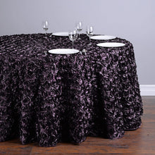 Load image into Gallery viewer, 130 in. Round Rosette Satin Tablecloth (14 Colors)