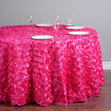 Load image into Gallery viewer, 130 in. Round Rosette Satin Tablecloth (14 Colors)