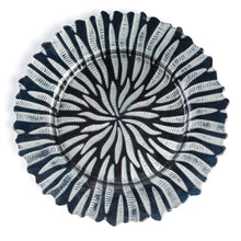 Load image into Gallery viewer, Navy Blue & Silver Halley Glass Charger Plate 4/Pack