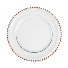 Load image into Gallery viewer, Gold Beaded Clear Glass Charger Plate 4/Pack