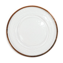 Load image into Gallery viewer, Rimmed Round Glass Charger Plate 4/Pack (3 Colors)