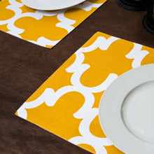 Load image into Gallery viewer, Mustard Yellow & White Trellis Placemats 4/Pack