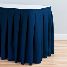Load image into Gallery viewer, 21 ft. Accordion Pleat Polyester Table Skirt Navy Blue