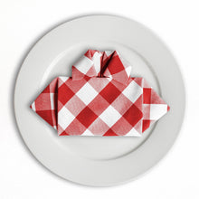 Load image into Gallery viewer, 15 in. Polyester Napkins Red & White Checkered (1 Dozen)