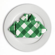 Load image into Gallery viewer, 15 in. Polyester Napkins Green & White Checkered (1 Dozen)