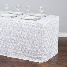 Load image into Gallery viewer, 17 ft. Rosette Satin Table Skirt White