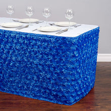 Load image into Gallery viewer, 17 ft. Rosette Satin Table Skirt Royal Blue