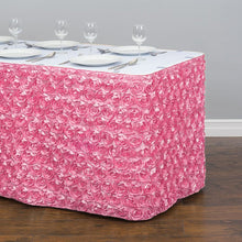Load image into Gallery viewer, 17 ft. Rosette Satin Table Skirt Pink