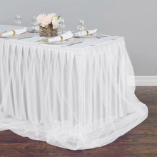 Load image into Gallery viewer, 17 ft. Two Tone Tulle Chiffon Table Skirt White/White