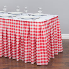 Load image into Gallery viewer, 21 ft. Polyester Table Skirt Red & White Checkered