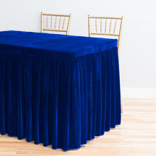 Load image into Gallery viewer, 8 ft. Fitted Velvet Table Skirt Royal Blue