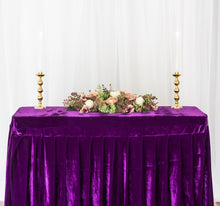 Load image into Gallery viewer, 4 ft. Fitted Velvet Table Skirt (7 Colors)