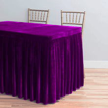 Load image into Gallery viewer, 8 ft. Fitted Velvet Table Skirt (7 Colors)