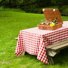 Load image into Gallery viewer, Bargain 90 X 156 in. Rectangular Polyester Tablecloth Red Checkered