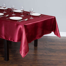 Load image into Gallery viewer, 60 x 102 in. Rectangular Satin Tablecloth Burgundy
