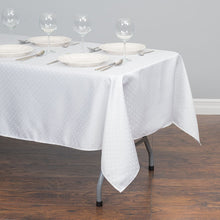 Load image into Gallery viewer, 60 X 126 in. Rectangular Square-Point Damask Tablecloth White