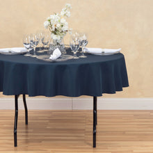 Load image into Gallery viewer, 70 in. Round Polyester Tablecloth Navy Blue