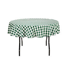 Load image into Gallery viewer, 70 in. Round Polyester Tablecloth Green and White Checkered