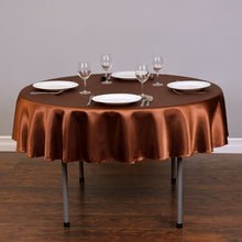 Load image into Gallery viewer, 70 in. Round Satin Tablecloth Chocolate