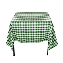 Load image into Gallery viewer, 70 in. Square Polyester Tablecloth Green and White Checkered