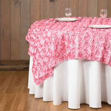 Load image into Gallery viewer, 72 in. Square Rosette Satin Overlay Pink