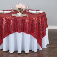 Load image into Gallery viewer, 72 in. Square Sequin Overlay Red
