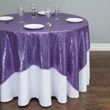 Load image into Gallery viewer, 72 in. Square Sequin Overlay Purple