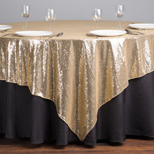 Load image into Gallery viewer, 85 in. Square Sequin Overlay Gold