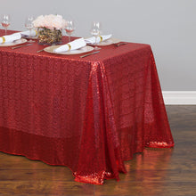 Load image into Gallery viewer, 88 X 154 in. Rectangular Sequin Tablecloth Red