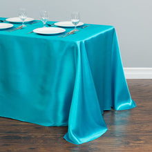 Load image into Gallery viewer, 90 x 156 in. Rectangular Satin Tablecloth Turquoise