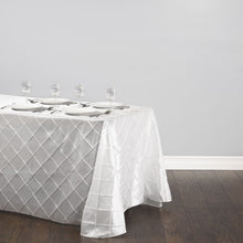 Load image into Gallery viewer, 90 X 156 in. Rectangular Pintuck Tablecloth White