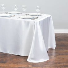Load image into Gallery viewer, 90 X 156 in. Rectangular with Round Corners Satin Tablecloth (16 Colors)