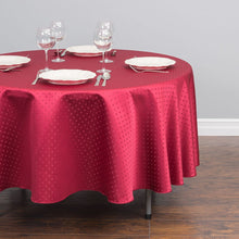 Load image into Gallery viewer, 90 in. Round Square-Point Damask Tablecloth Royal Blue