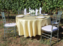 Load image into Gallery viewer, 90 in. Round Satin Tablecloth Gold