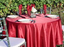 Load image into Gallery viewer, 90 in. Round Satin Tablecloth Burgundy